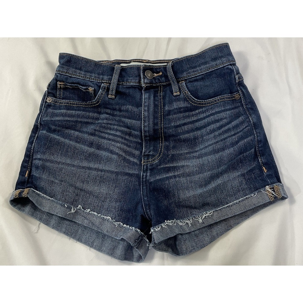Abercrombie & Fitch Blue Jean Shorts Women's Size 00 W24 11" Rise Cuffed Hem 163